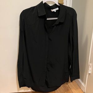 ALEXIS black button down blouse with open sleeves.